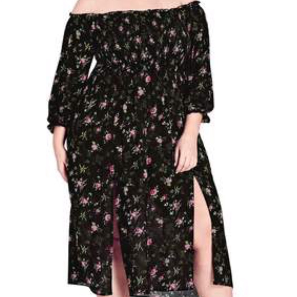 City Chic Garden Floral Slit Dress Size 14/XS